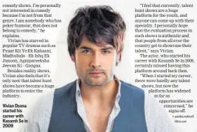  ??  ?? Vivian Dsena started his career with Kasamh Se in 2009