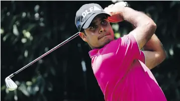  ?? — EDUARDO VERDUGO/THE ASSOCIATED PRESS ?? India’s Shubhankar Sharma tees off on the second hole in the third round of the Mexico Championsh­ip in Mexico City on Saturday.