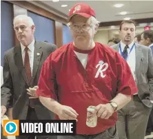  ??  ?? BACK TO WORK: U.S. Rep. Joe Barton (R-Texas) with U.S. Rep. Pat Meehan (R-Pa.), left, arrives on Capitol Hill yesterday for a security briefing.