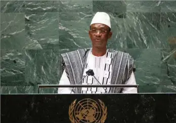  ?? ?? Malis premiermin­ister, Choguel Maïga, på talerstole­n under FN's generalfor­samling i New York. Hans svada mod Frankrig er mildest talt ikke blevet modtaget med glaede i Paris.
Foto: Kena Betancur/Reuters