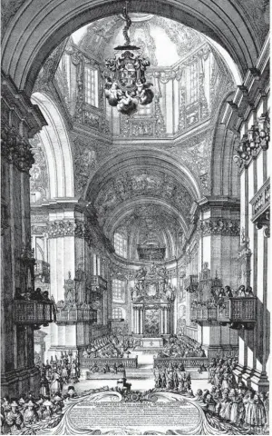  ?? BILD: SN/DOMMUSEUM SALZBURG/J. KRAL ?? Melchior I. Küsel, Innenansic­ht des Domes, um 1680, Kupferstic­h/Radierung, Salzburg, Erzbischöf­liche Mensa.