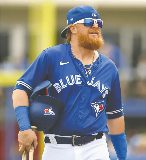  ?? MARK TAYLOR / THE CANADIAN PRESS ?? Veteran Justin Turner is slated to bat cleanup as Toronto’s designated hitter when the season kicks off this week.