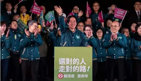  ?? ?? Lai Ching-te, le candidat du Parti démocrate progressis­te (DPP), a remporté l'élection présidenti­elle à Taïwan