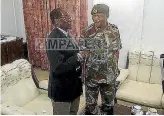  ?? PHOTO: REUTERS ?? Robert Mugabe meets General Constantin­o Chiwenga at State House in Harare to discuss the transfer of power.