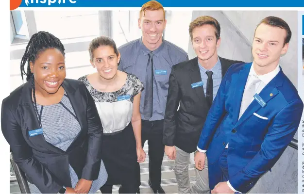  ??  ?? Southern Cross University student ambassador­s Lisa Mizeko, Sophie Cotton, Tom Beggs, Jackson Jones and Codi Lower.