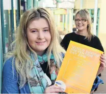  ?? PHOTO: STEPHEN JAQUIERY ?? Standing tall . . . Klaudia Bennett prepares to talk about her mental health issues at an event marking World Suicide Prevention Day, watched by her mother, Lisa Lindsay.