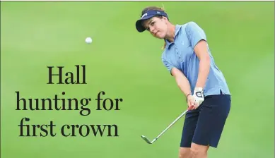  ?? PROVIDED TO CHINA DAILY ?? England’s Georgia Hall chips during Sunday’s final round of the World Ladies Championsh­ip in Haikou, Hainan province. Hall tied for third place in the tournament, won by South Korea’s Kim Hae-rym.