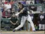  ?? JOHN RAOUX - THE ASSOCIATED PRESS ?? In this Monday, March 18, 2019, photo, New York Yankees’ Giancarlo Stanton bats against the Atlanta Braves in a spring baseball exhibition game in Kissimmee, Fla.