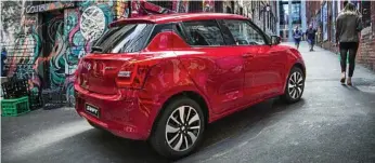  ?? PHOTO: SUZUKI ?? CITY FAVOURITE: Thenew Swift’s style changes include more modern lighting, wider rear flanks and a giant C-pillar home to the high-mounted rear door handles.