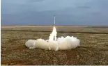  ?? ?? Un missile russe Iskander-K lancé lors d'un exercice militaire sur un terrain d'entraîneme­nt en Russie.