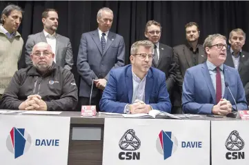  ?? PHOTO BEN PELOSSE ?? Hier matin, une coalition formée de plusieurs partis politiques, de la Davie et de la CSN a lancé un appel sans équivoque à Ottawa.