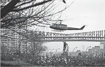  ??  ?? Palestine Liberation Organisati­on (PLO) Leader Yasser Arafat arrived at UN Headquarte­rs by helicopter. A view of the helicopter as it approached the North Lawn of the UN campus on 13 November 1974. But Arafat was denied a US visa for a second visit to the UN in 1988. Credit: UN Photo/Michos Tzovaras