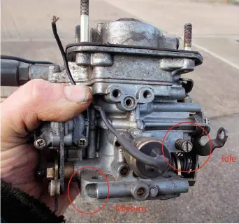  ??  ?? Tuning the idle speed and tweaking the mixture screw can work wonders for old fixed-jet carburetto­rs