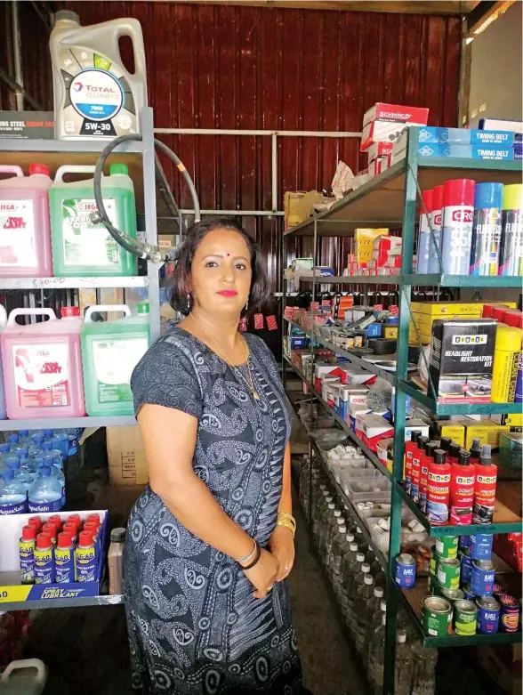  ?? Photo: Waisea Nasokia ?? Custom Spare Parts (Fiji) managing director Lalini Sharma at her shop in Nadi.