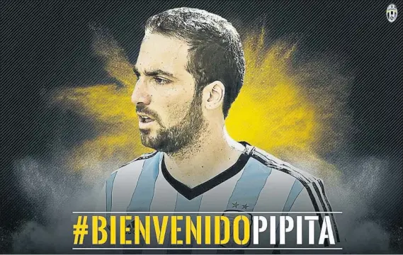  ?? FOTO: TWITTER JUVE ?? Así anunció la Juventus, de 28 años, el fichaje de Gonzalo Higuaín El club turinés pagará en dos plazos los 90 millones de euros de la cláusula de rescisión del contrato del jugador