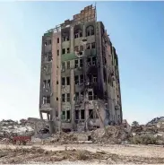  ?? ?? This picture Sunday shows a view of the ravaged building of al-Salam hospital in Khan Yunis after Israel pulled its ground forces out of the southern Gaza Strip. AFP VIA GETTY IMAGES