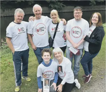  ?? ?? The Annual CRY Heart of Durham Walk in memory of Kevin Paterson. Mam Patricia is front right.