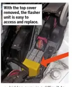  ??  ?? With the top cover removed, the flasher unit is easy to access and replace.