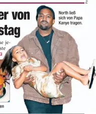  ??  ?? Kinder-Cocktails und Burger-Torten North ließ sich von Papa Kanye tragen.