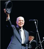  ?? PICTURE: AP ?? Leonard Cohen salutes the crowd at the Coachella Valley Music &amp; Arts Festival in California in 2009.