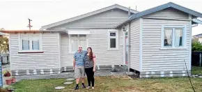  ??  ?? Ellie Bradley and Ben Charteris are paying less for a mortgage on their new home in Pahiatua than a two-bedroom ‘‘hovel’’ in Wellington.