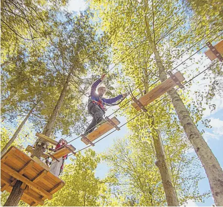  ?? PHOTO BY MATT HINKLEY/LOON MOUNTAIN RESORT ?? CANOPY ADVENTURE: For those looking for an end-of-summer excursion, look no further than Loon Mountain’s Aerial Forest Adventure Park.