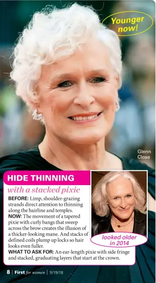  ??  ?? looked older
in 2014 Glenn Close
Younger
now!