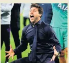  ??  ?? SOB STORY: An emotional Pochettino reacts to Spurs’ epic semi-final victory