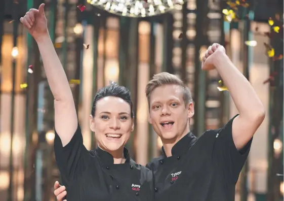  ??  ?? Brother and sister team Amy and Tyson Murr’s five-course menu for the finale earned them 57 points out of a possible 60. Picture: CHANNEL 7