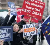  ??  ?? Pro and anti-brexit protesters gather outside parliament yesterday, ahead of MPS starting debate on the Withdrawal Agreement today