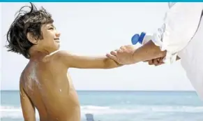 ?? — AFP ?? It is recommende­d to use a cream- or lotion-based broad spectrum sunscreen with an SPF of at least 30 on your child whenever he or she goes outdoors.