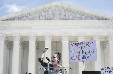  ?? GETTY IMAGES ?? Alyssa Milano, seen speaking during a rally last month, says she was assaulted when she was 19.