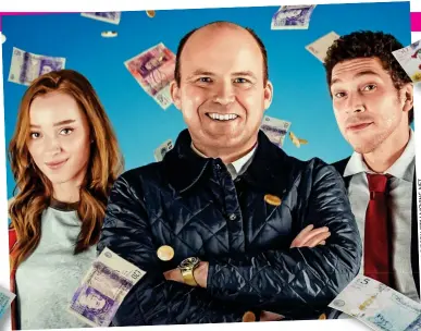  ?? ?? Working class hero: her Dave Fishwick, below, is i played by Rory Kinnear (centre) in the Netflix film Bank Of Dave