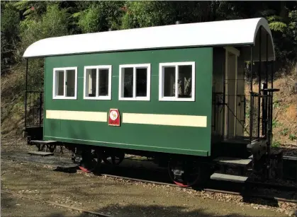  ??  ?? Moa, a replica of the first carriage ever to carry passengers at Kawakawa, and in the North Island.