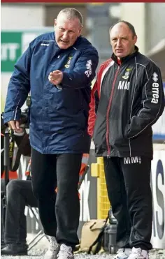  ?? ?? Maurice Malpas, right, with Terry Butcher when they were in charge of Caley Thistle. Image: SNS.