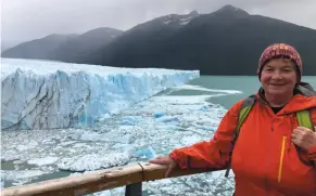  ??  ?? My wife Lee at the Morneo Glacier