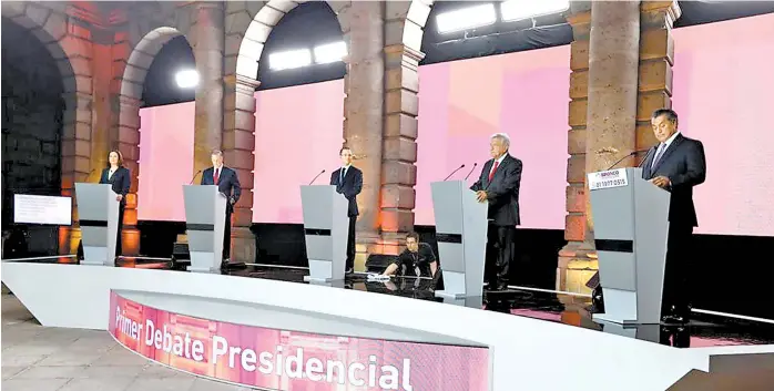  ??  ?? De izquierda a derecha: Margarita Zavala, José Antonio Meade, Ricardo Anaya, Andrés Manuel López Obrador y Jaime Rodríguez Calderón.