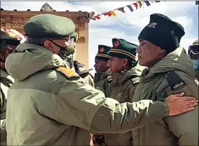  ?? ANI ?? Army Chief General M.M. Naravane commended troops for their high morale, as he visited forward areas in Eastern Ladakh and reviewed the operationa­l situation on the ground on Wednesday.