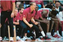  ?? CHARLIE NEIBERGALL/AP ?? Head coach Eric Musselman and his Arkansas team are a perfect example of why predicting NCAA Tournament brackets is so difficult. The Razorbacks had lost four of their final five games heading into the tournament.