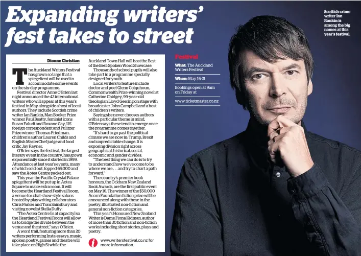  ??  ?? Scottish crime writer Ian Rankin is among the big names at this year’s festival.