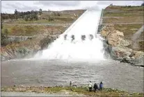  ?? COURTESY OF DEPARTMENT OF WATER RESOURCES ?? The California Department of Water Resources published this photo showing water going over the spillway at Lake Oroville on March 10. The reservoir is the largest storage facility in the State Water Project. The recent releases have been made in coordinati­on with the Army Corps of Engineers for flood control protection to downstream communitie­s.