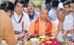  ?? HT PHOTO ?? Chief minister Yogi Adityanath at Bankey Bihari temple on Tuesday.