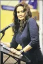  ?? BEBETO MATTHEWS / ASSOCIATED PRESS ?? Lynda Carter, who played Wonder Woman in the 1970s TV series, speaks at a U.N. meeting Friday.