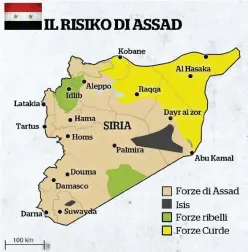  ??  ?? Dominio Le sacche di resistenza dei ribelli jihadisti e i territori curdi