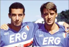  ?? ?? The late Gianluca Vialli, left, and Roberto Mancini during their time at Sampdoria