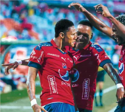  ?? FOTO ?? La inspiració­n de Yairo Moreno, autor de dos goles, no alcanzó para que el DIM sumara tres puntos en Barrancabe­rmeja. Ahora espera a Jaguares en el Atanasio.