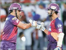  ?? PTI ?? MS Dhoni’s (left) Rising Pune Supergiant­s are out and it doesn’t augur well for the tournament