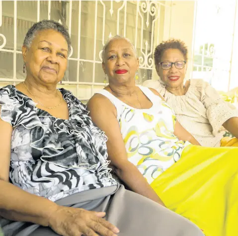  ?? GLADSTONE TAYLOR/MULTIMEDIA PHOTO EDITOR ?? From left: Pamela Sutherland, Norma Hessic, and Barbara Smith, sisters of the late artistic director of the National Dance Theatre Company Barry Moncrieffe, lovingly known as ‘Uncle Barry,’ at the family home in St Andrew on Saturday.