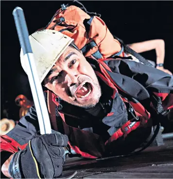  ??  ?? Chilling: Touching The Void, starring Josh Williams as Joe Simpson, at the Bristol Old Vic