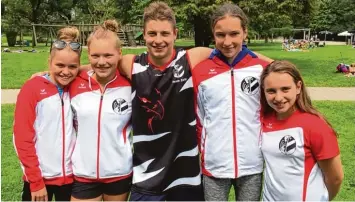  ?? Foto: Jürgen Zucker ?? Die Starter des 1. Schwimmver­eins Nördlingen bei der schwäbisch­en Meistersch­aft in Kempten (von links): Leonie Benning, Lo rena Weiß, Elija Bauer, Lena Graf und Sarah Tudor.